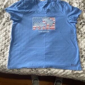 Life is Good Women’s Blue Graphic 100% cotton T-Shirt